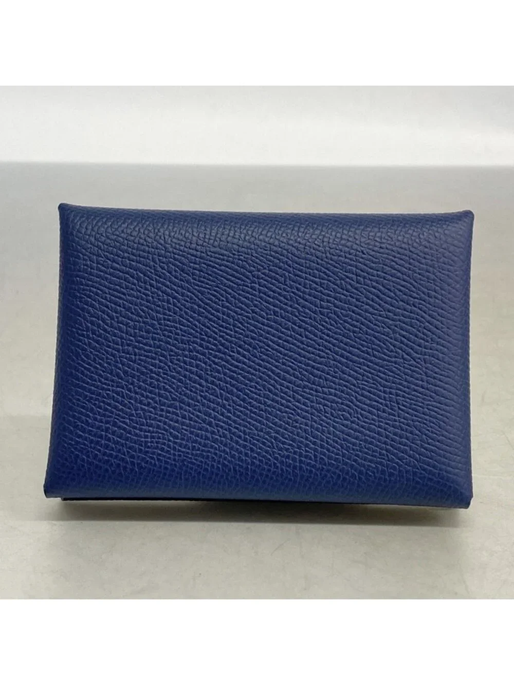 Hermes Card Case Calvi Duo Veau Epsom Blue Navy Silver